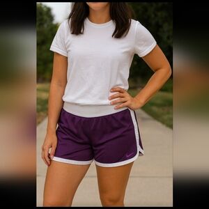 Nike Dri-FIT Mesh Running Shorts - Purple & White - Women's Size M